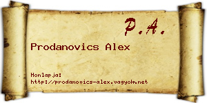 Prodanovics Alex névjegykártya